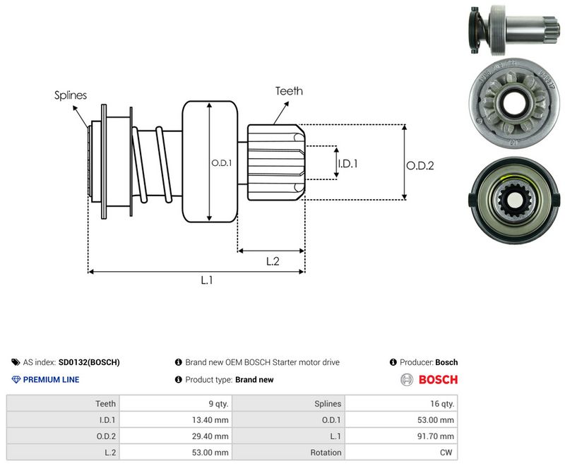 AS-PL SD0132(BOSCH) Freewheel Gear, starter