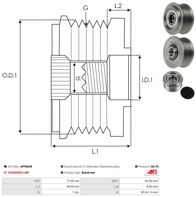 AS-PL AFP6039 Alternator Freewheel Clutch