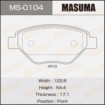 Комплект гальмівних колодок, Masuma MS-0104