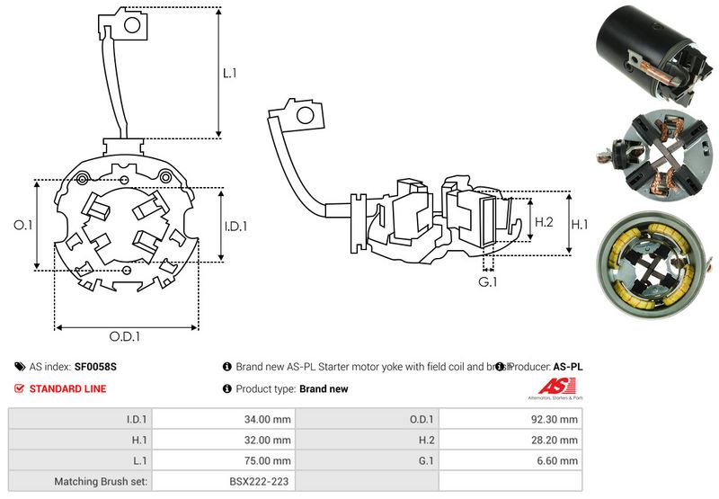 AS-PL SF0058S Holder, carbon brushes