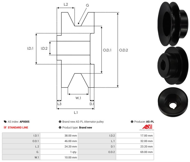 Rihmaratas, generaator, AS-PL AP0005