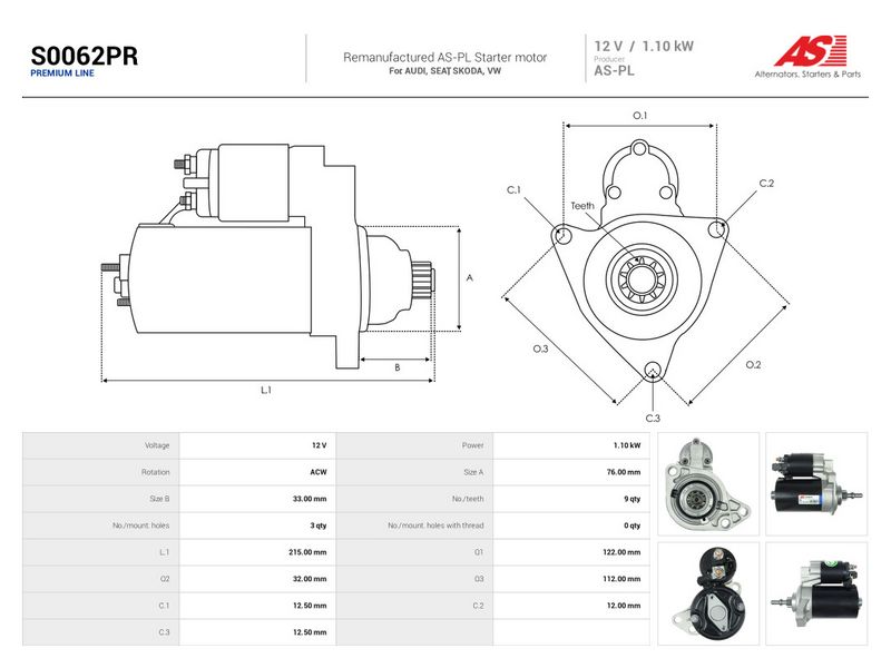 Starter, AS-PL S0062PR