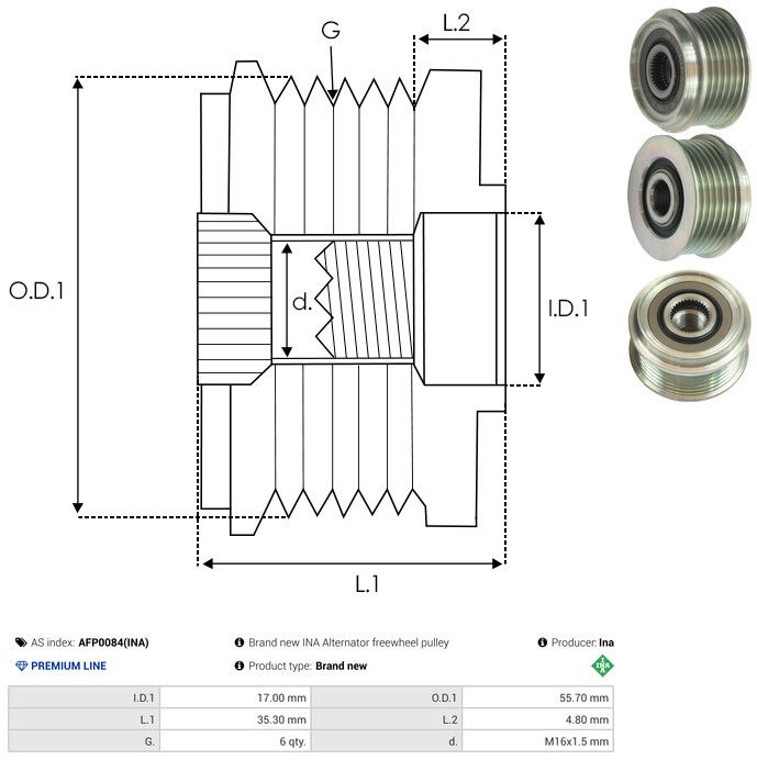 AS-PL AFP0084(INA) Alternator Freewheel Clutch