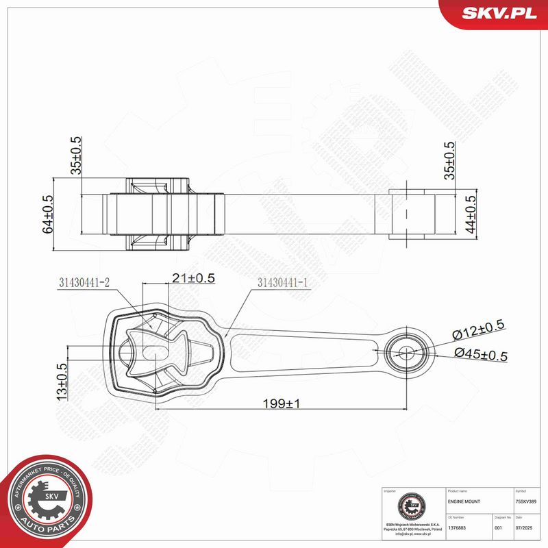ESEN SKV 75SKV389 Mounting, engine