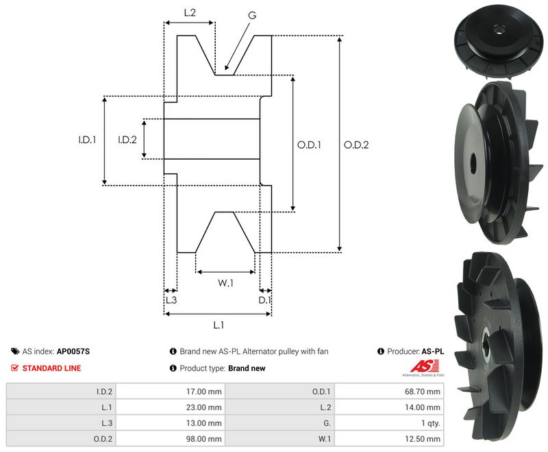 AS-PL AP0057S Belt Pulley, alternator