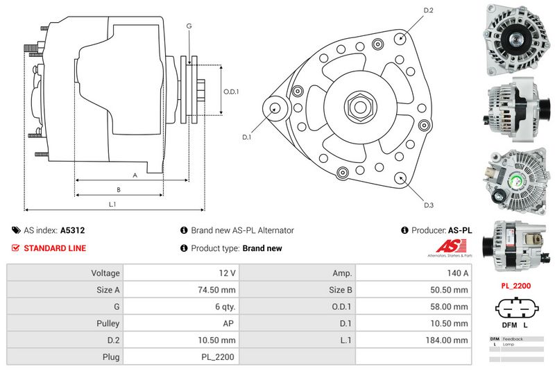 AS-PL A5312 Alternator
