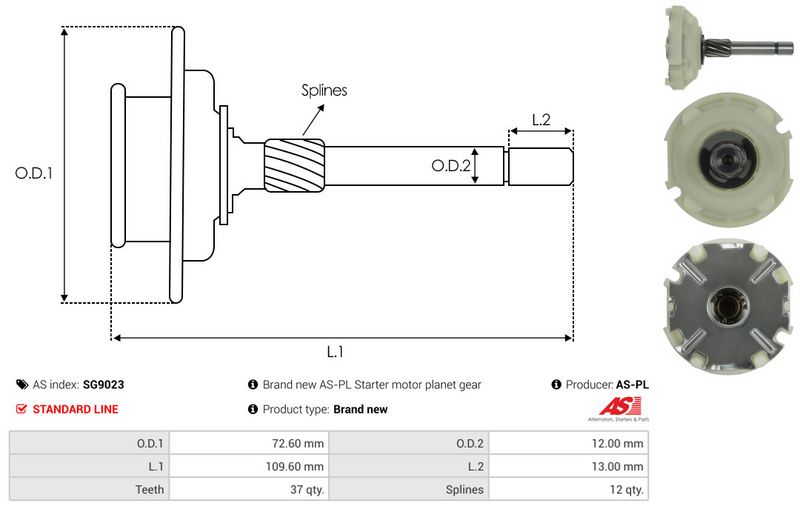 AS-PL SG9023 Ring Gear, planetary gearbox (starter)