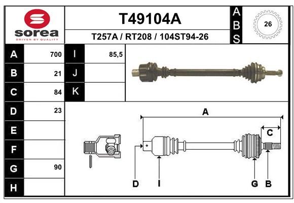 EAI hajtótengely T49104A