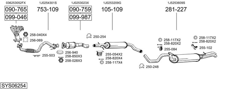 BOSAL kipufogórendszer SYS06254