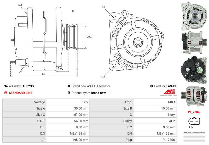 AS-PL A0823S Alternator