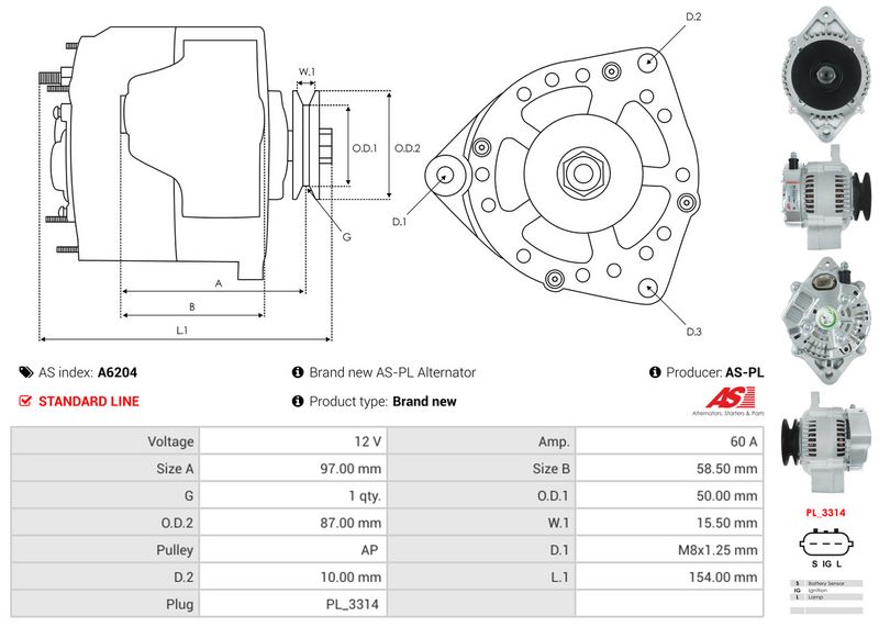 AS-PL A6204 Alternator