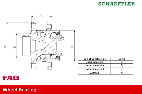 Комплект колісних підшипників, Toyota Auris/Corolla 2.0 D4D 06-/Rav III 2.0/2, Fag 713621150