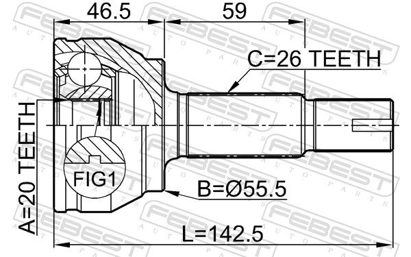 FEBEST 0110-KSP90 Joint Kit, drive shaft