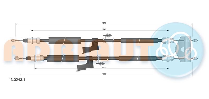 Тросовий привод, стоянкове гальмо, Adriauto 13.0243.1