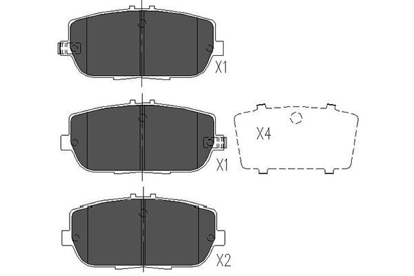 Комплект гальмівних накладок, дискове гальмо, Kavo Parts KBP-4551