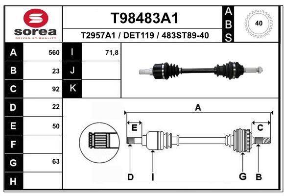 EAI hajtótengely T98483A1