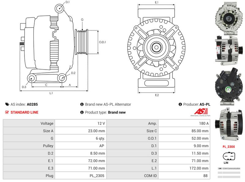 AS-PL A0285 Alternator