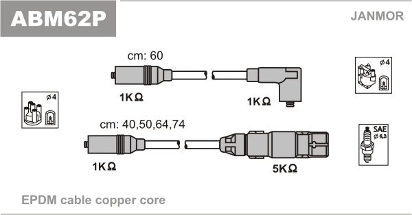 Комплект проводів високої напруги, Janmor ABM62P