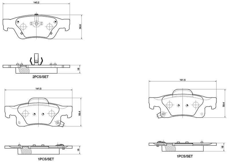 Piduriklotsi komplekt, ketaspidur, BREMBO P 37 016X