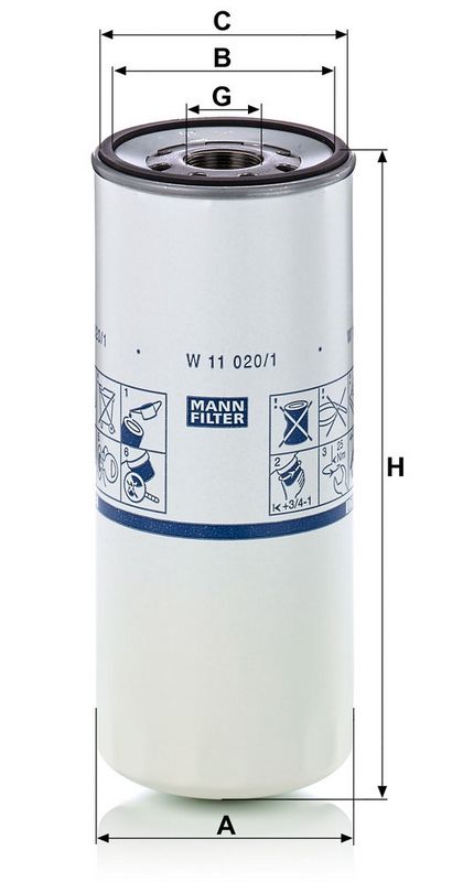 Oliefilter (geschroefd) past: RVI C, K, T  VOLVO FH II, FH III, FH16 II, FH16 III, FM II, FM III, FMX, FMX II, FMX III D11A-330-G13C500 01.10-