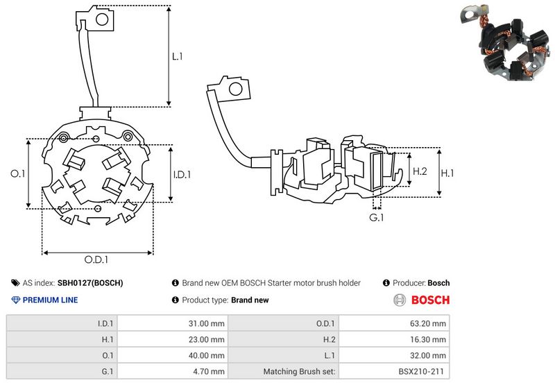 AS-PL SBH0127(BOSCH) Holder, carbon brushes