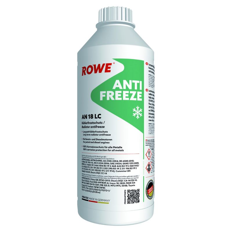 ROWE 21133-0015-99 Антифриз (зелений) 1.5L HIGHTEC ANTIFREEZE COOLANT AN 18 LC (1:1=-37°C) (концентрат)