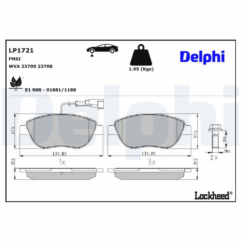 Piduriklotsi komplekt, ketaspidur, DELPHI LP1721