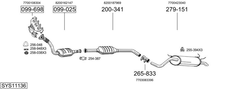 BOSAL kipufogórendszer SYS11136