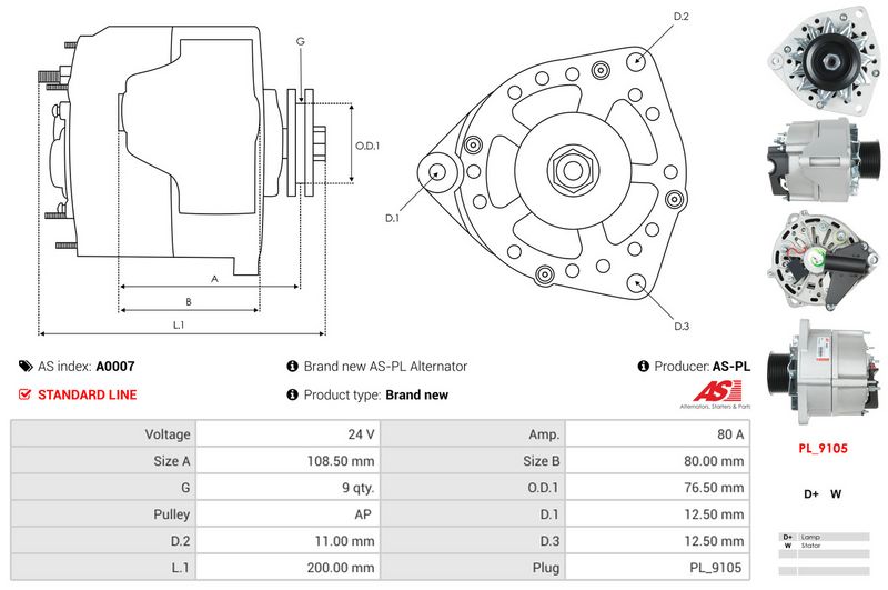 AS-PL A0007 Alternator