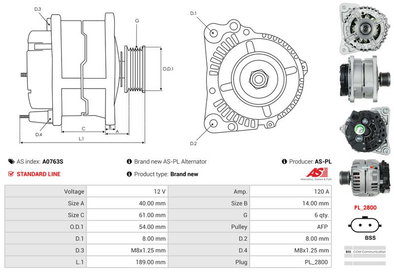 AS-PL A0763S Alternator
