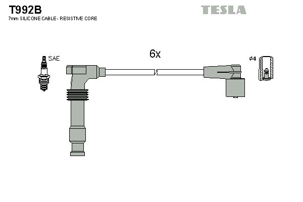 Комплект проводів високої напруги, Tesla T992B