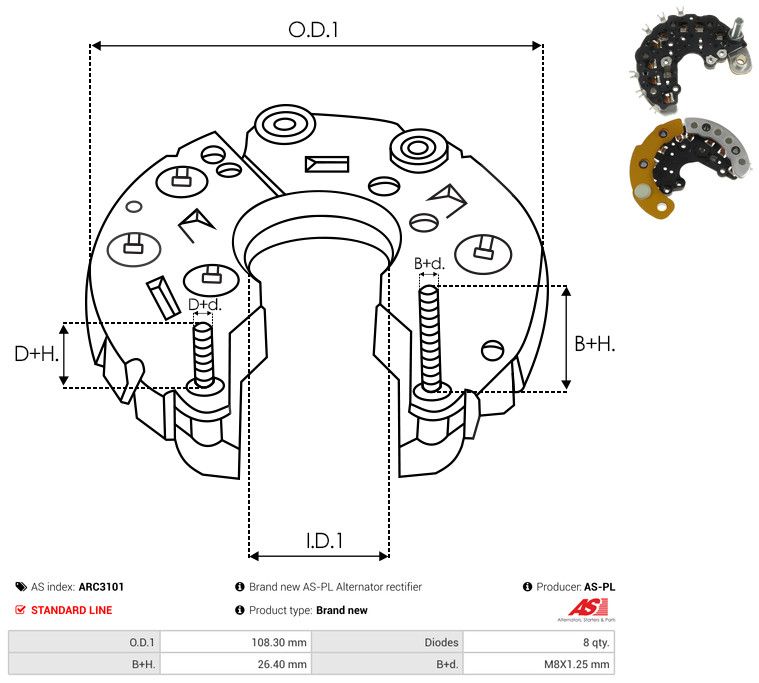 AS-PL ARC3101 Rectifier, alternator
