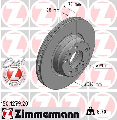 Гальмівний диск, Zimmermann 150.1279.20