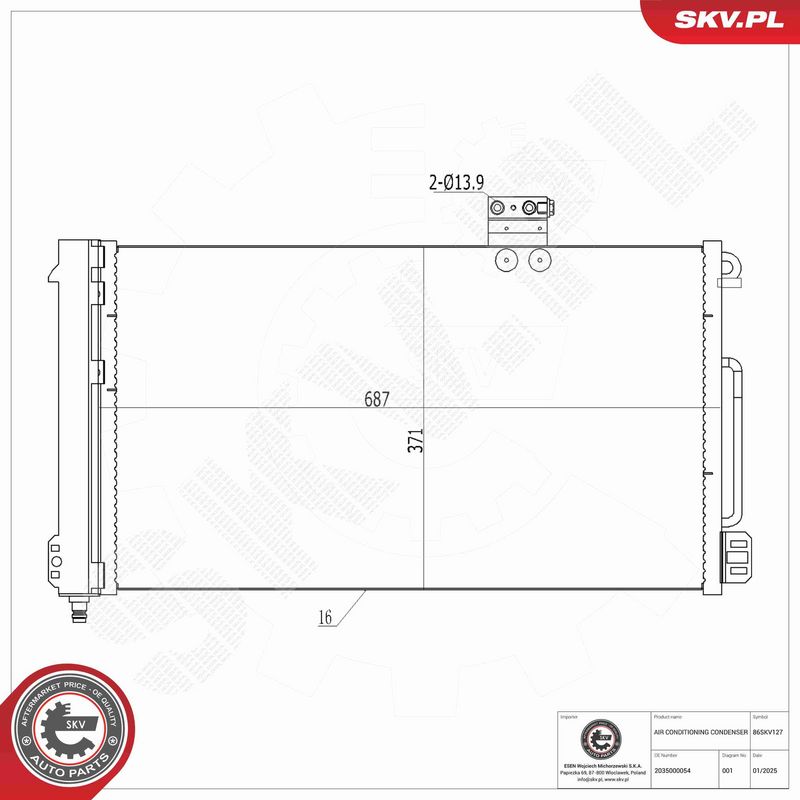 ESEN SKV 86SKV127 Condenser, air conditioning