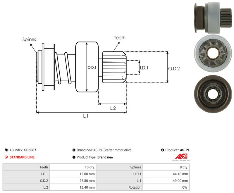 AS-PL SD5087 Freewheel Gear, starter