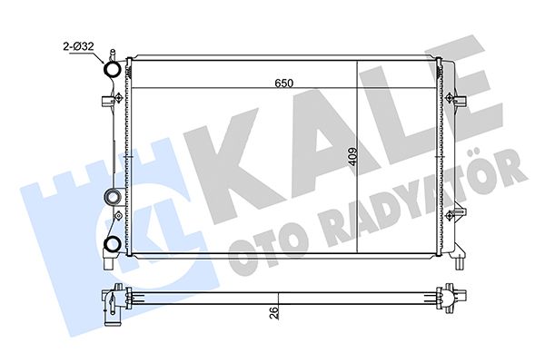 KALE Volkswagen Радиатор охлаждения двигатель. Jetta IV 1.6/2.5 10-