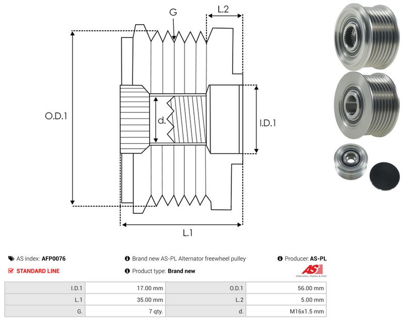 AS-PL AFP0076 Alternator Freewheel Clutch