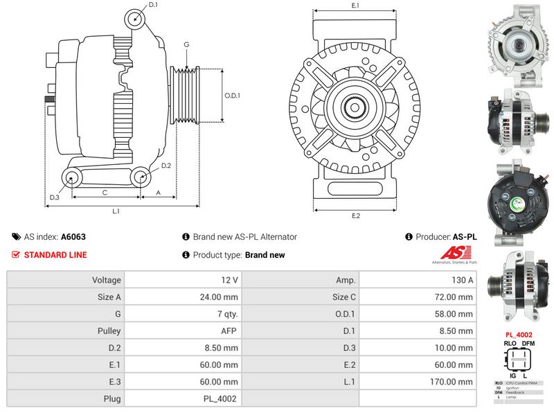 AS-PL A6063 Alternator