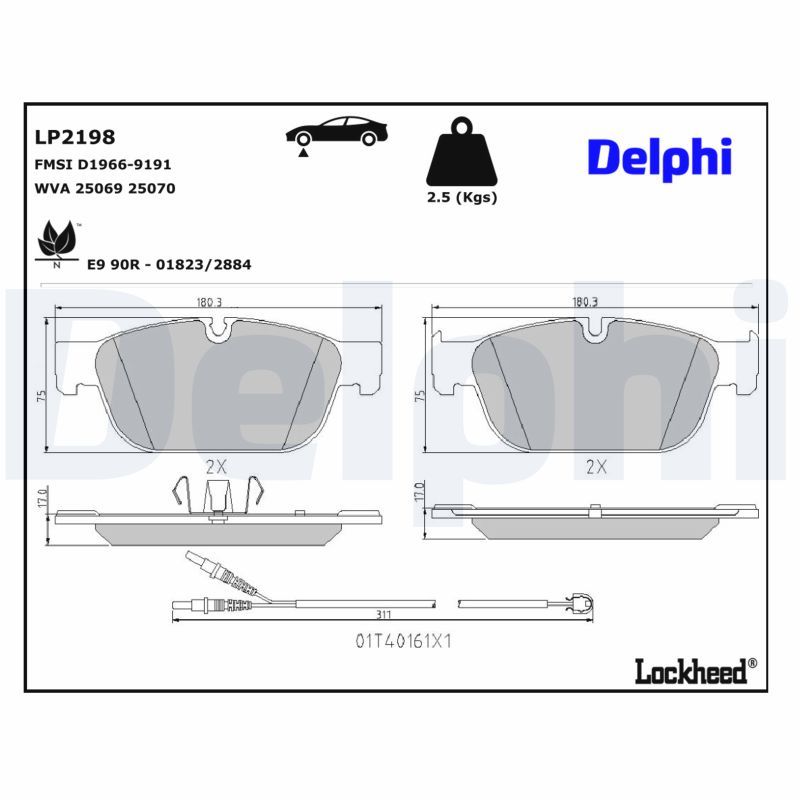 Piduriklotsi komplekt, ketaspidur, DELPHI LP2198