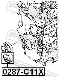 FEBEST 0287-C11X Tensioner Pulley, V-ribbed belt