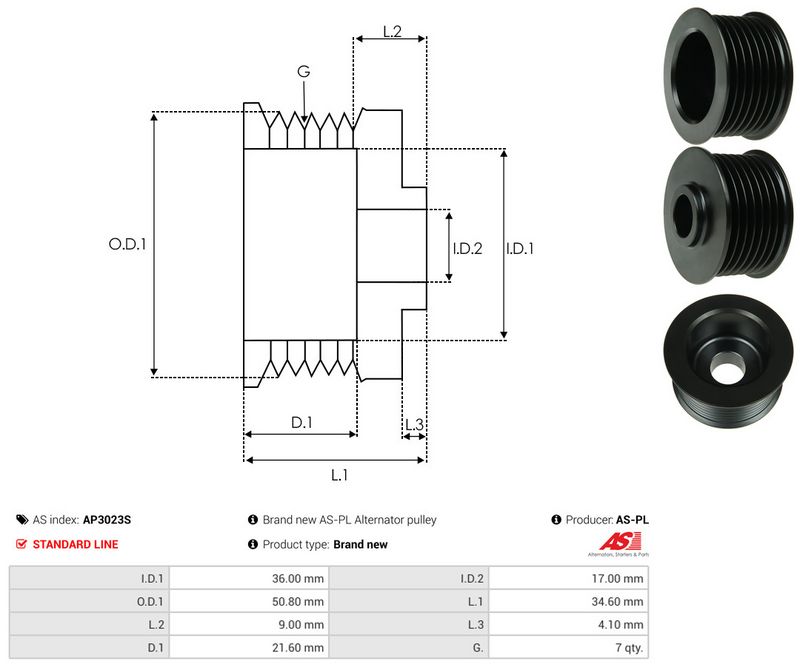 AS-PL AP3023S Belt Pulley, alternator