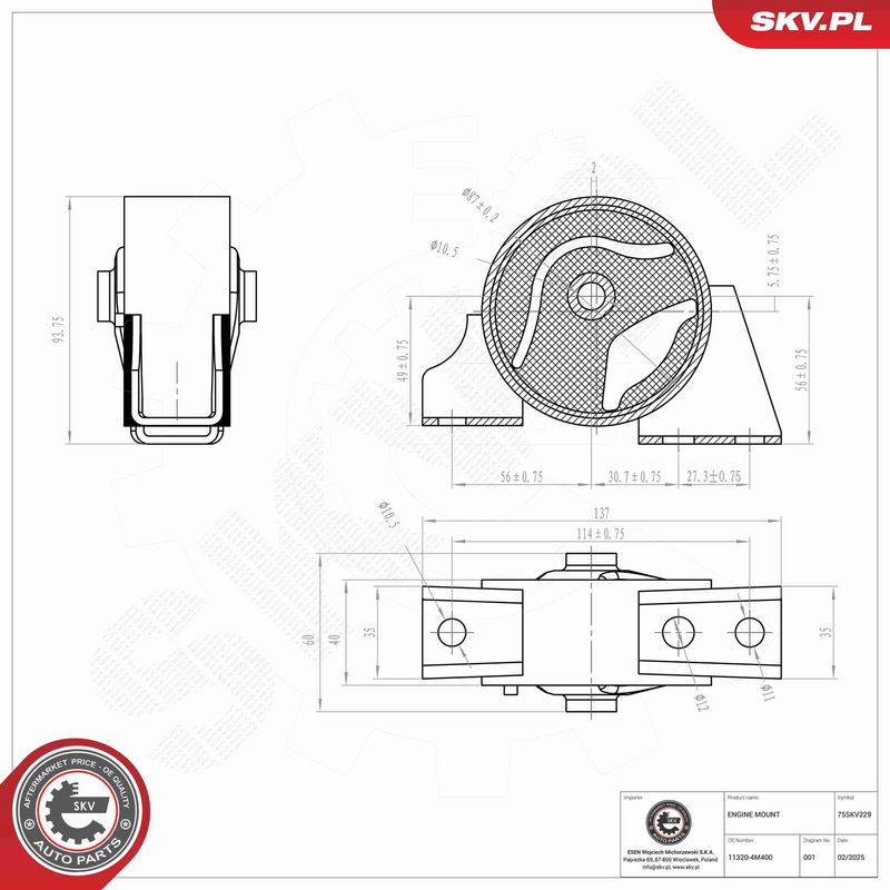 ESEN SKV 75SKV229 Mounting, engine