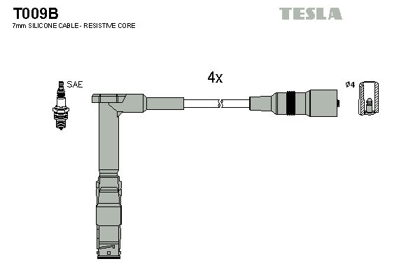 Комплект проводів високої напруги, Tesla T009B