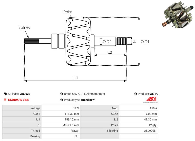 rootor, generaator, AS-PL AR0022