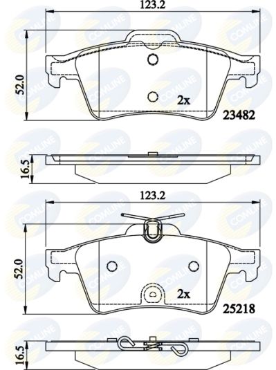 Комплект гальмівних накладок, дискове гальмо, Comline CBP02198