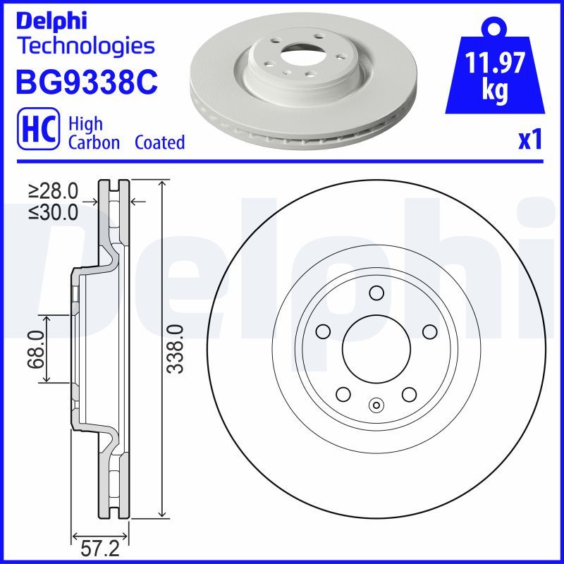 Гальмівний диск, Delphi BG9338C