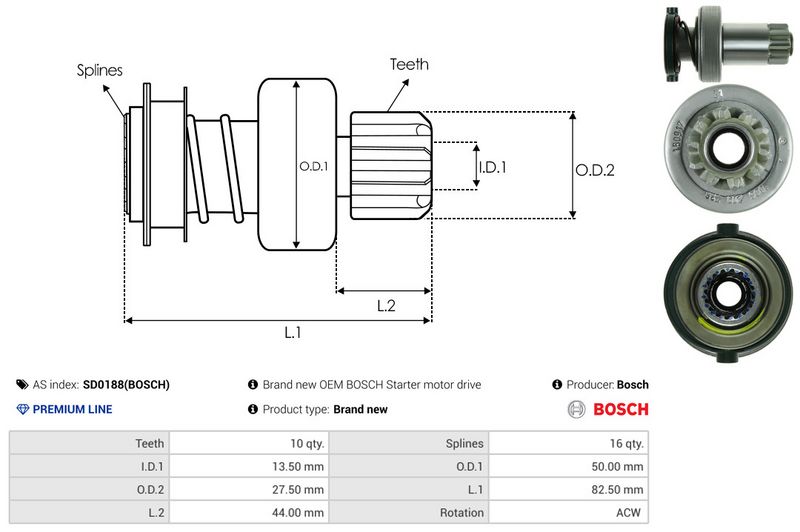 AS-PL SD0188(BOSCH) Freewheel Gear, starter