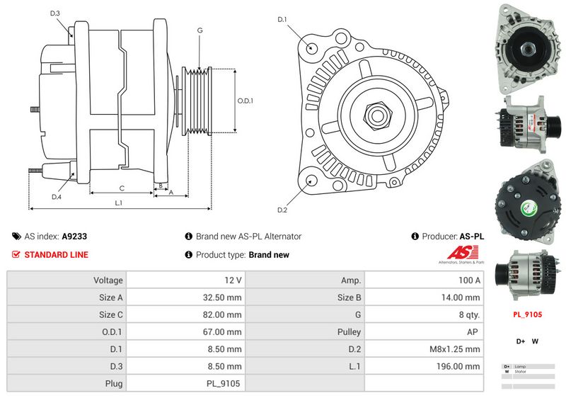 AS-PL A9233 Alternator