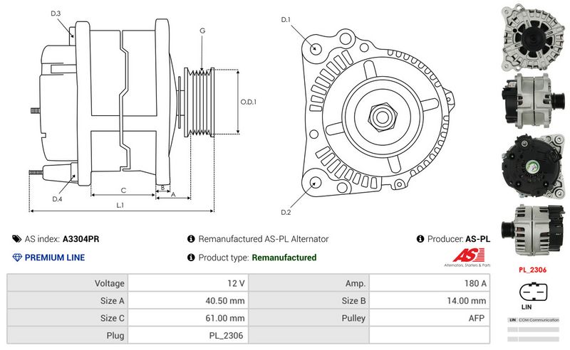 AS-PL A3304PR Alternator