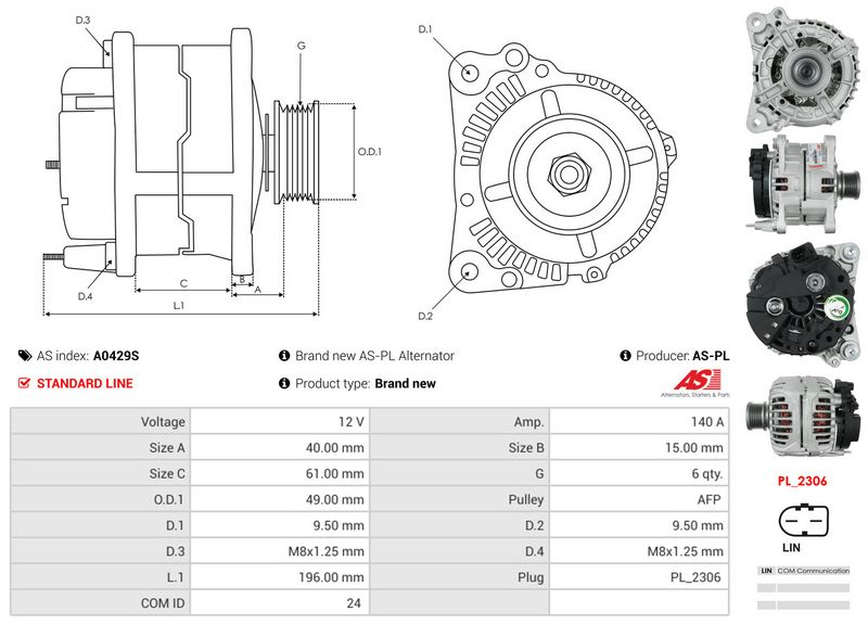 AS-PL A0429S Alternator